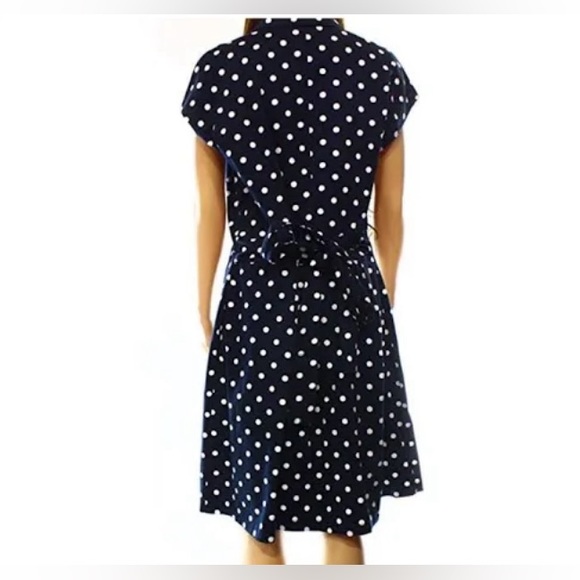 NWT Ralph Lauren Women’s Navy Blue & White Polka Dot Dress Size 16P - Picture 2 of 13